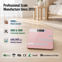 Báscula de Baño Digital Rosa, Báscula Corporal Electrónica de Vidrio Templado, Pantalla LCD de Alta Precisión, Temperatura, Equipo de Fitness para el Hogar