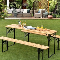Table pliante en métal au design moderne, durable, extensible, table de salle à manger, table de restaurant européenne avec banc pour les pique-niques en jardin