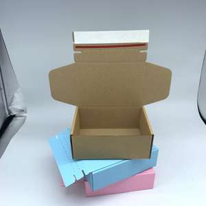 Caja de envío de cartón para correo de comercio con logotipo personalizado, tira adhesiva de rasgado, caja de correo con autosellado postal abierto, rosa con tira de cremallera - Product Image 6