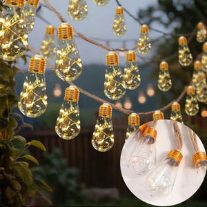 Guirlande lumineuse LED en corde de chanvre, étanche, style vintage, pour décoration extérieure, patio, jardin, arbre, mariage, fête, maison, lumières féériques - Product Image 4