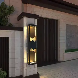 Modern Simple Outdoor solar bollard light black wall lights led waterproof villa courtyard park grass ground Garden Wall Light