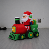 Décoration de Noël gonflable géante de 1,5 m pour extérieur, Père Noël au volant d'un train avec boîtes cadeaux, écologique