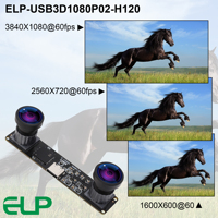 Módulo de Cámara USB ELP Sincrónico Estéreo de 60 fps y 3840x1080 con Doble Lente, Mini Cámara Web de 80*16.5 mm para Raspberry Pi Jetson Nano