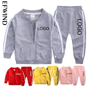 New design Baby boys girls fashion infant toddler Comfortable fabric plain striped tracksuits sets kids jackets 2021 sweatsuit