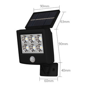 Solar Powered Outdoor <b>Sensor</b> Wall <b>Light</b> 6 <b>Led</b> White <b>Light</b> Rainproof For Balcony Garden Courtyard - Product Image 2