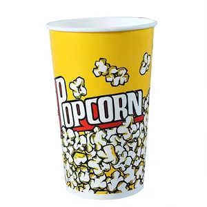 Grandes boîtes à popcorn jetables en papier de qualité alimentaire, seau à popcorn, 46oz, 64oz, 85oz