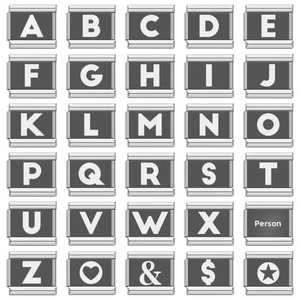 Laser-engraved 26-<b>letter</b> English Alphabet Italian-style Modular Electroplated Stainless Steel Bangle Bracelet - Product Image 1