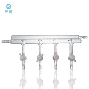 أدوات زجاجية مخبرية مخصصة من هوك، مشعب مزدوج مفرغ الهواء مع صنبور زجاجي - Product Image 1