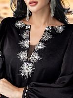 Abaya musulmane noire élégante robe maxi avec détails scintillants poignets scintillants Silhouette fluide Célébrations de l'Aïd Événements spéciaux