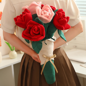 Ramo de rosas de amor, regalo romántico para el Día de San Valentín, rosas de peluche para novia, juguete de peluche - Product Image 6