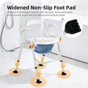 Chaise de toilette portable pliable pour fauteuil roulant, douche et salle de bain – Fauteuil roulant manuel pour personnes à mobilité réduite - Product Image 5