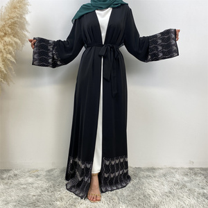1431 # <span class=keywords><strong>B</strong></span> nuova Abaya scintillante diamante di bellezza classico nero elegante con tasche laterali da donna aperta Abaya Eid abiti da festa - Product Image 4