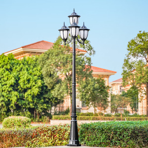 Brass Garden Lamp Post Three Glass Shades Solar Powered <b>Motion</b> <b>Sensor</b> <b>LED</b> Warm White <b>Light</b> IP54 Outdoor Fixture 3500K 5000lm - Product Image 6