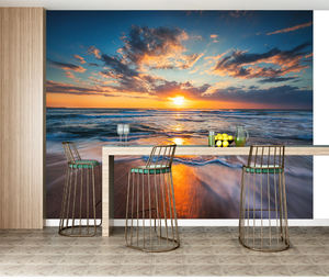 Papel de pared personalizado con paisaje de <span class=keywords><strong>playa</strong></span> al atardecer, Mural costero romántico para decoración de interiores, papel tapiz, decoración del hogar - Product Image 3