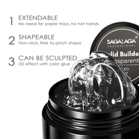 SAGALAGA 15g Gel de Construction Solide pour Ongles Blanc, Gel Dur Non Collant pour Sculpture et Gravure 3D, Extension UV LED Personnalisée