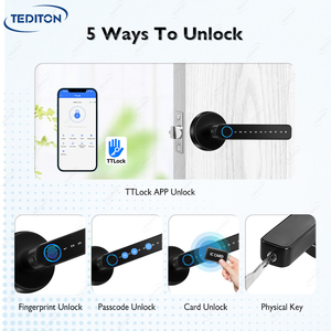 <span class=keywords><strong>Serrure</strong></span> de <span class=keywords><strong>porte</strong></span> intelligente <span class=keywords><strong>électronique</strong></span> TTlock APP avec contrôle à distance, poignée, <span class=keywords><strong>entrée</strong></span> sans clé, empreinte digitale et mot de passe - Product Image 3