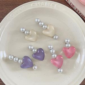 Pinzas <span class=keywords><strong>de</strong></span> pelo en forma <span class=keywords><strong>de</strong></span> corazón <span class=keywords><strong>de</strong></span> perla dulce coreana para mujeres y niñas, accesorios <span class=keywords><strong>de</strong></span> horquilla hechos a mano <span class=keywords><strong>de</strong></span> princesa a la moda, joyería para el cabello - Product Image 3