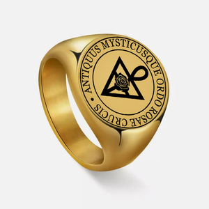 Anello R015 Ordem Rosacruz AMORC, Ordo Rosae Crucis Antiquus Mysticusque, Amuleto Talismano, Anelli in Acciaio Inossidabile Tagliati al <span class=keywords><strong>Laser</strong></span> - Product Image 2