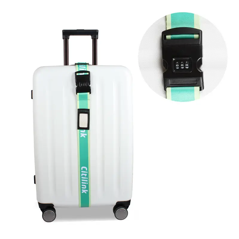 Großhandel Großauflage bedruckter verstellbarer Reisegepäckband individuelles Logo personalisiertes Polyester-Gepäckband TSA-Sperre