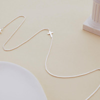 Collier croix pour femmes or 14K plaqué argent délicat petite croix pendentif tour de cou Simple à la mode mignon croix breloque chaîne collier