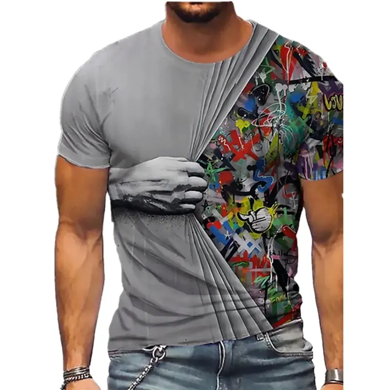Camiseta de manga corta con estampado 3D para hombre, camisa holgada estilo Hip Hop, Black Soul Street, Harajuku, Ghost Claw