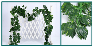 Guirlande suspendue de plantes artificielles en lierre à 12 brins de 90 pouces, feuillage, fleurs, décoration pour la maison, la cuisine, le jardin, le bureau, le mariage - Product Image 4