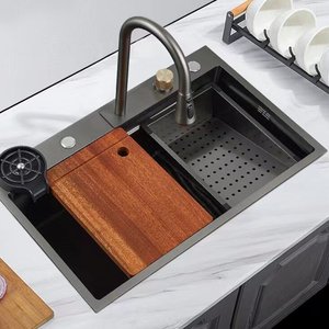 Évier de cuisine à cuve unique grande taille, bac de lavage de légumes domestique, évier de vaisselle en acier inoxydable SUS304 épaissi de 5,0 mm - Product Image 1