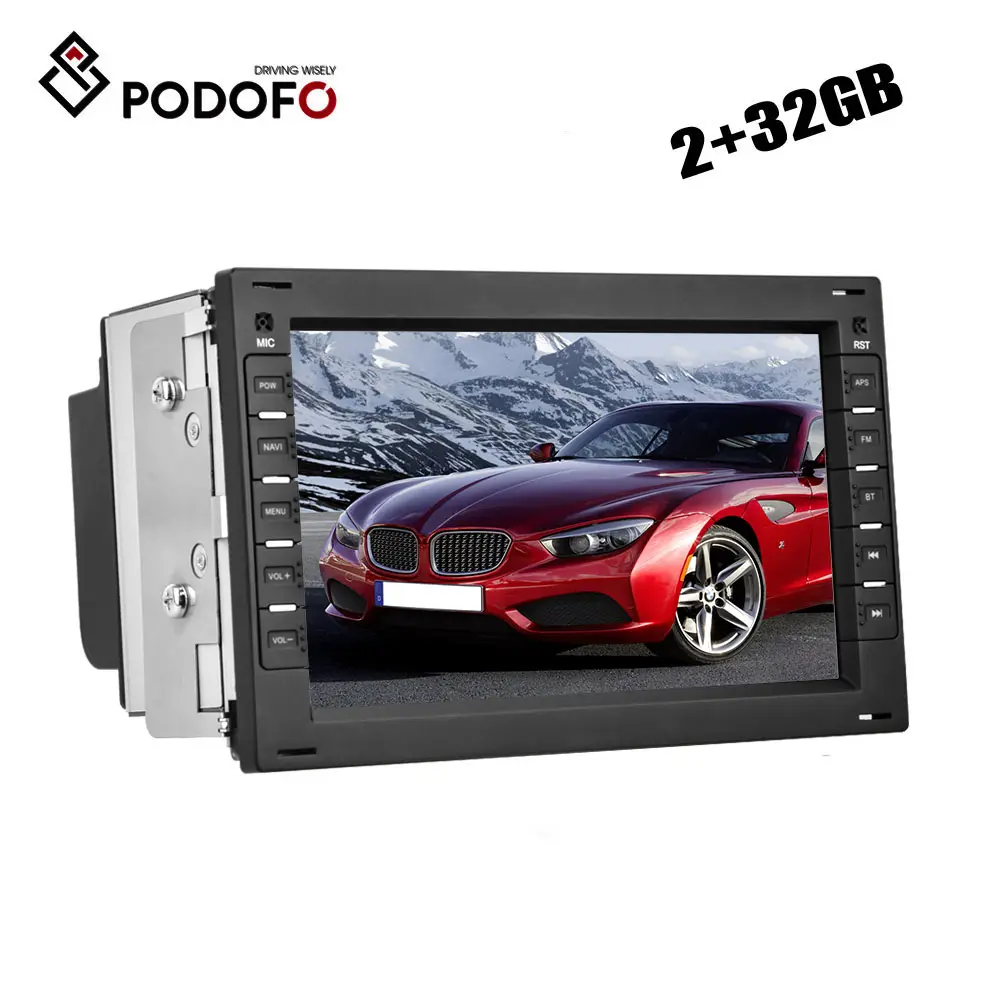 Podofo 2 + 64GB 7 "Android araba radyo GPS navigasyon FM/BT/OBD2/DVR için VW/BORA/POLO MK5/SHARAN/JETTA MK4/CITI/CHICO