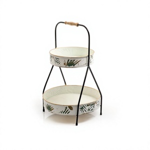 Support à dessert en fer à 2 niveaux de qualité supérieure, design attrayant, forme ronde, pour chocolats et dattes, au prix le plus bas. - Product Image 1
