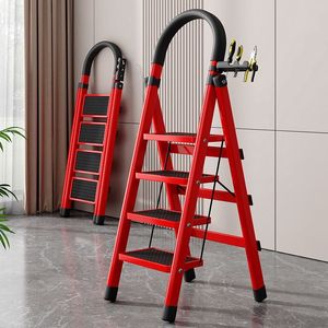 Folding <b>Ladder</b> 4 Steps 180cm Height Double Sided Portable Indoor Use Carbon Steel Construction - Product Image 1