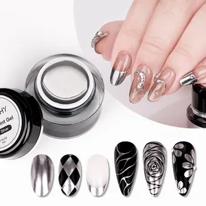 QSHY 3d uv gel polish high gloss super silver nail art design private label nail mirror metal painting Gel