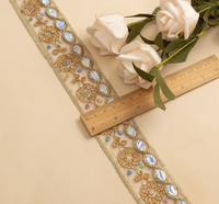Maille de dentelle de broderie ethnique Vintage avec paillettes nouveaux brins dorés à motifs floraux pour vêtements chaussures Sexy sacs accessoires