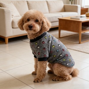 T-shirt Teddy et Bichon Frise à pois gris en polyester, vêtements pour animaux de compagnie quatre saisons - Product Image 4