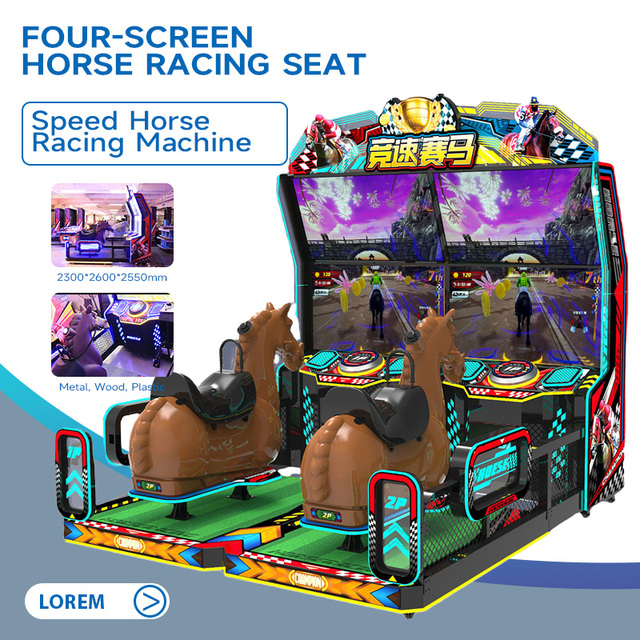 2 Player Coin Operated Horse Riding Racing Simulator Commercial Arcade Game Machine Customizable Amusement Centers English