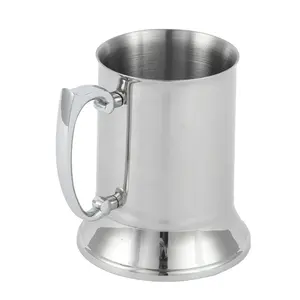 420ml Mirror Finished Copper Beer Tankard Mug with Handle Steel Wine Party Mug Glass and Plastic Coated Metal Cocktail Glass