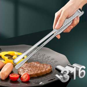 316L Stainless Steel Korean Style Kitchen Food Cooking Steak Buffet Tongs Small <b>BBQ</b> Metal Clip Anti-Scalding Barbecue Tool - Product Image 1