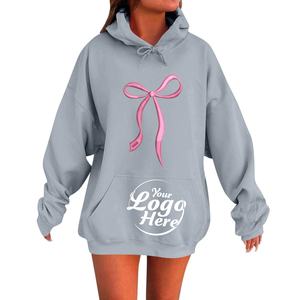 Sweats en molleton de base solide pour femmes Léger Preppy Graphic Hoodie Poches Pull à manches longues-Tissu éponge pour l'hiver - Product Image 5