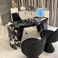 Meubles de bureau en marbre noir Calacatta Viola de haute qualité, moderne, en pierre naturelle de travertin, OEM ODM