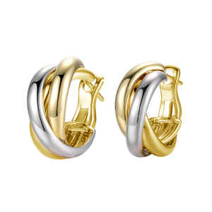 Orecchini a Cerchio a Spirale Vintage da Donna, Bicolore, Rotondi, per Uso Quotidiano, Accessori per Orecchie - Product Image 2