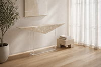 Console en marbre naturel moderne, écologique, imperméable, polie, avec cadre en acrylique transparent, pour entrée de villa de luxe