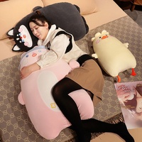 Coussin en peluche animaux de dessin animé mignons, canard, lapin, chat, poupée en peluche douce, coussin long pour canapé, lit, cadeau pour enfants