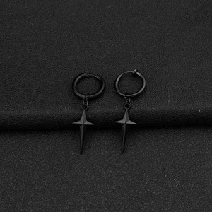Boucles d'oreilles pendantes croisées unisexe en acier inoxydable, design simple et original, haute qualité, vente chaude 2026, bijoux tendance en gros - Product Image 3
