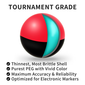 Billard Américain Calibre 0.68 Personnalisé de Qualité Tournoi Biodégradable, Non Toxique, Soluble dans l'Eau, Munitions de Paintball de Diverses Couleurs - Product Image 2
