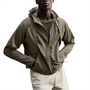 <b>Men's</b> Hooded Solid Color <b>Lightweight</b> Polyester Knitted <b>Jacket</b> Casual Spring Outerwear Breathable Outer wear Set - Product Image 1