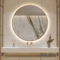 Miroir de maquillage mural intelligent à LED rond avec interrupteur tactile, anti-buée, à intensité variable, 3 températures de couleur, haut-parleur Bluetooth, pour salon et hôtel
