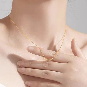 도매 고품질 여성용 우아한 럭셔리 변색 방지 정교한 사각 비즈 AU750 18k 금 목걸이 - Product Image 5