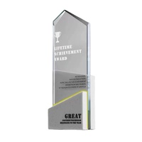Trophée en marbre éco-responsable, trophée en verre cristal 3D carré sablé en forme de flamme, récompense personnalisée en gros