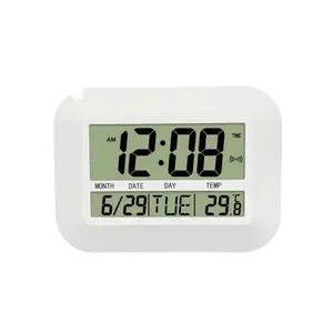 Creative Gifting Smart LED Digit Light Large digital controlled Time Calendar Day Alarm Snooze LCD Table Clock with Temperature