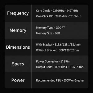 การ์ดจอ RTX 5060 8G ระบายความร้อนด้วยพัดลมคู่ สำหรับเวิร์กสเตชันกราฟิกระดับมืออาชีพ สถาปัตยกรรมยุคใหม่ ใช้ประโยชน์จากเทคโนโลยีล่าสุด - Product Image 6