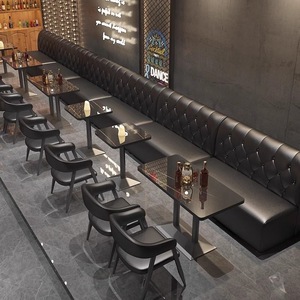 Conjunto de Sillas y Sofá Seccional de Cuero Estilo Retro con Mesa para Muebles de Restaurante Comercial, Cafetería, Bistro, Proyectos Hoteleros - Product Image 5